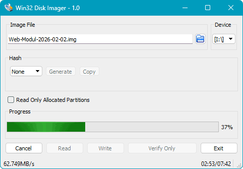 Win32 Disk Imager lesen