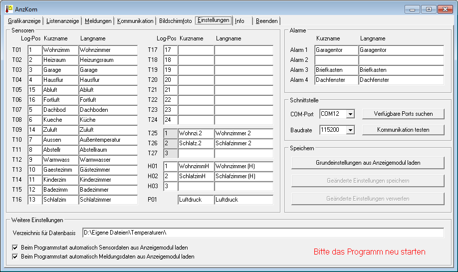 Tab Einstellungen fertig